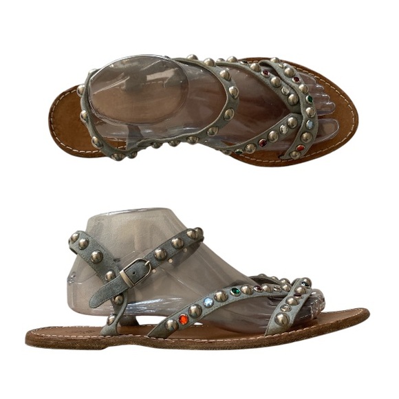 Golden Goose Women’s 41 Or 10 Studded Suede Strappy Sandal Authentic - Picture 1 of 12